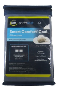 Serta Rest Nights 2 Pillowcases Gray Standard / Queen Size New - Picture 1 of 2