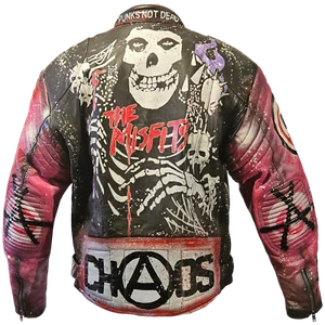 Vintage Leder Stachel handbemalt maßgeschneiderte Patches Punk Rock Jacke alle Größen - Bild 1 von 10