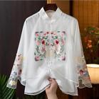 Women's Chinese Style Embroidery Shirt Retro Frog Stand Collar Tang Suit Fashion
