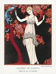 11488. Póster de decoración. Habitación pared. Diseño de arte en el hogar. Deco Nouveau moda. Dama y pájaro - Imagen 1 de 1