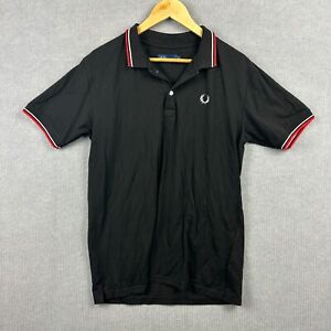 Fred Perry Polo Shirt Mens XXL Black Red Embroidered Logo Short Sleeve Collared