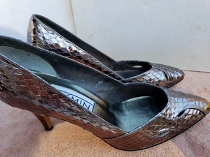 pumps Size 6.5B 3" Heels shoes JASMIN Metallic Copper with cut outs vintage - Picture 1 of 9