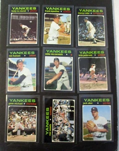 1971 Topps New York Yankees Lot 0f 9 Different, EX/NMT to NMT - Bild 1 von 8