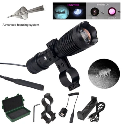Linterna táctica IR visión nocturna luz infrarroja caza LED linterna con zoom Reino Unido - Imagen 1 de 4