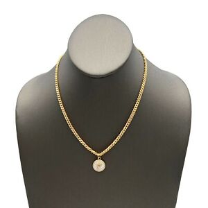 Matte Gold Small Mother Of Pearl And Pavé Crystal Initial F Pendant Necklace