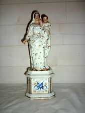 Vierge Ancienne à l'Enfant Jésus en Porcelaine de Paris XIXèm Siècle h: 31,5cm