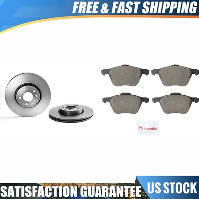 Rotor e pastilha de freio dianteiro Brembo 6 compatível com 2001-2003 Volkswagen EuroVan - Imagem 1 de 4