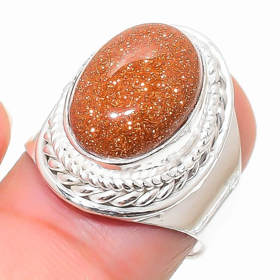 Red Sunstone Gemstone Handmade 925 Sterling Silver All Size Ring For Gift - Image 1 of 1