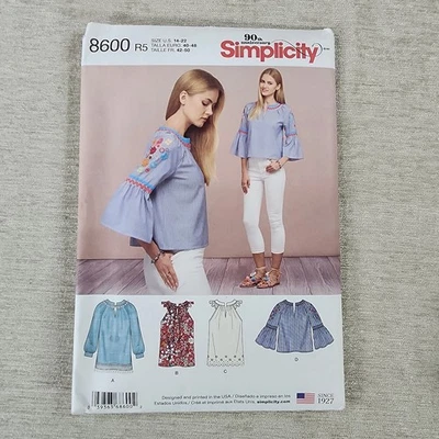 Simplicity sewing pattern #8600 Pullover TOP BLOUSE Sleeve Variations sizes 6~14 - Image 1 of 2