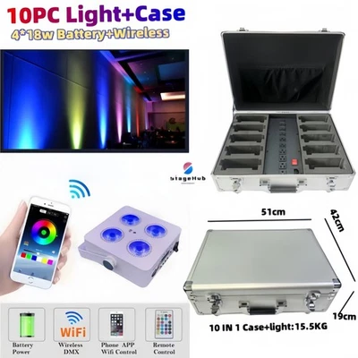 10+Case Battery IR4 Wireless Wifi DMX Mini Led Par 4X18W DJ Club Stage Lighting - Image 1 of 4