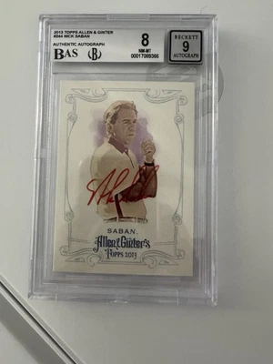 NICK SABAN Signed 2013 Topps Allen & Ginter #244 Beckett Auto - Image 1 of 2