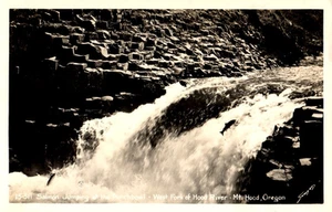 RPPC Salmon Jumping Punchbowl Mt Hood River Oregon Sawyer Photo Postcard - Picture 1 of 2