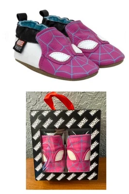NUEVOS ZAPATOS ROBEEZ MARVEL 18-24 MESES GHOST-SPIDER CUERO SUELA SUAVE ¡Rosa Brillante! Foto 1 de 4