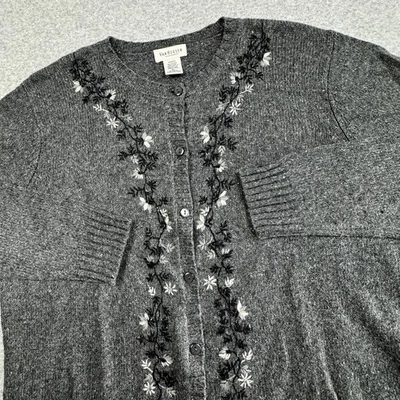 Cárdigan Van Heusen Floral Bordado Para Mujer XL Mezcla de Lana Tejido Suéter Gris Foto 1 de 4