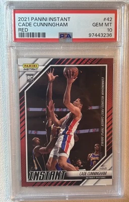 2021 Panini Instant Red Pistons Cade Cunningham Rookie #42 RC SP #/99 PSA 10 - Image 1 of 2