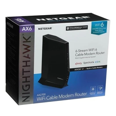NETGEAR Nighthawk AX6 2700 6-Stream Wi-Fi 6 Cable Modem Router - Image 1 of 3