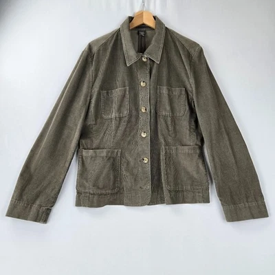 Banana Republic Cotton Jacket Women’s Size XL Olive Green Corduroy Button NWT - Image 1 of 4