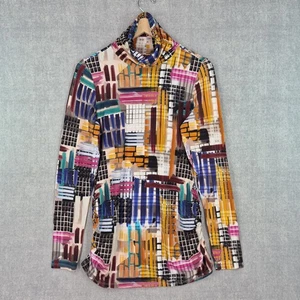 Kozan Shirt Damen XL Mehrfarbig Abstraktes Muster Rollkragen Langarm Stretch - Bild 1 von 22