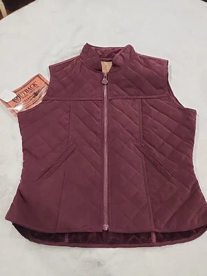 Outback Trading CO. Women’s Microsuede Quilted Equestrian Vest,szM,maroon,NWT Foto 1 de 4