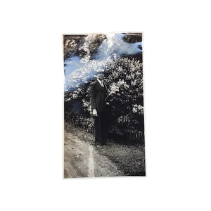 Vtg Man Posing Near Bush Original Monochrome Photography Found Portrait Snapshot - Picture 1 of 4