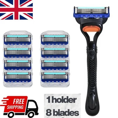 For Gillette Fusion 5 8PCS 5-Layer Shaving Razor Blades Refills with Handle