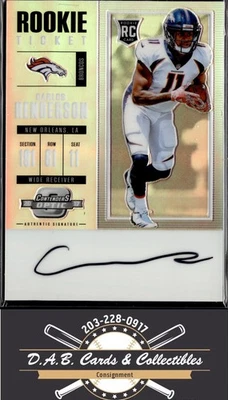 2017 Panini Contenders Optic #132 Carlos Henderson Rookie Auto Denver Broncos - Image 1 of 2