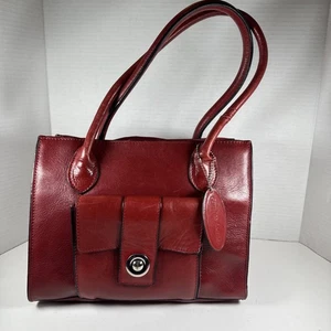 Wilson’s Leather Candy Apple Red Shoulder Bag with Silver Accent & Pocket GUC - Picture 1 of 14