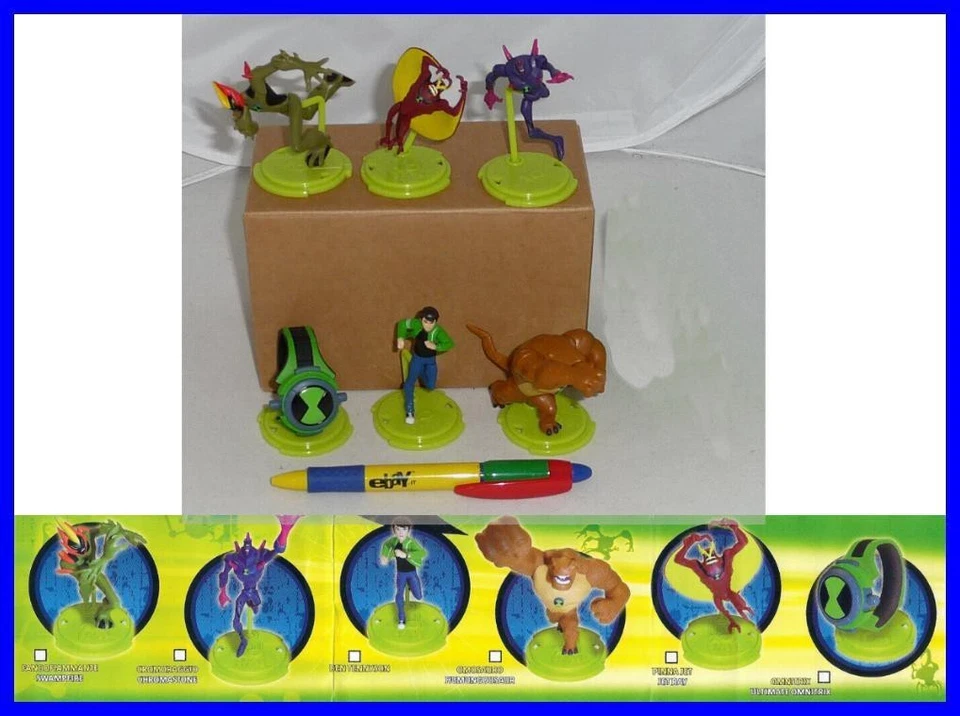 Ben Ten 10 Alien Force Set 6 Mini Figur Omnitrix Omosauro Pinna Fango Gashapon - Bild 1 von 1