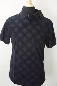 Giorgio Armani Black Label Blue Plaid Velvet Silk Cotton Polo Shirt Sz 48 NEW - Picture 1 of 5