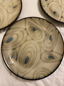 PIER 1 IMPORTS RETIRED TEAL REACTIVE SALAD PLATES REPLACEMENTS COLLECTABLE SET 3 - Picture 1 of 17