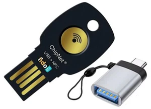 Clé de Sécurité CHIPNET FIDO2 Certifiée USB et NFC - USB A et C - Entreprise ... - Photo 1/9