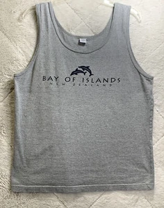 New Zealand Bay Of Islands 100% Cotton Gray Unisex Adults Tank Top Size Large - Picture 1 of 4
