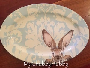 NWT Williams-Sonoma ~DAMASK BUNNY~ Large SERVING PLATTER ~EASTER~ Woodland - Picture 1 of 1