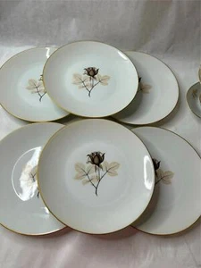 6) ROSENTHAL SHADOW ROSE DINNER PLATES GERMANY VGC - Picture 1 of 4