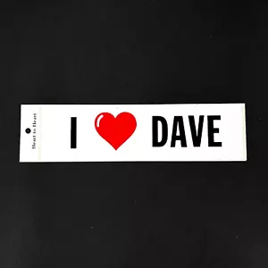 Adesivo paraurti nuovo vintage "I ❤️ Love Dave" anni 80 90 cuore a cuore RARO - Foto 1 di 3