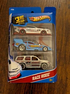 Hot Wheels 2011 Race Rods 3-Pack, '10 Pro Stock Camaro, '07 Chevy Tahoe, Mustang - Picture 1 of 6