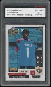 Travis Hunter 2025 Panini Instant NFL Draft Night Rookie Card RC 1st Graded 10 - Picture 1 of 1