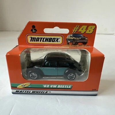 1998 Matchbox #48 - ’62 Volkswagen Beetle Bug In Window Box Black & Aqua - Image 1 of 4