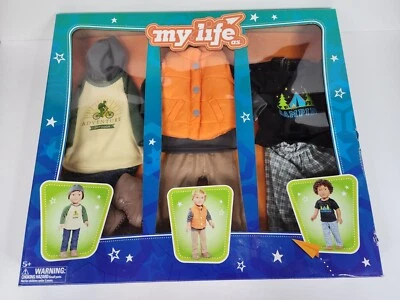 MY LIFE AS OUTDOORSY BOY DOLL CLOTHING SET 3 PACK 18" OUTFITS VEST BOOTS - NEW - Image 1 of 2