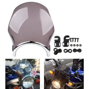 Round Windshield WindScreen Suit 7" Headlight For Honda CB Harley Yamaha Suzuki - Picture 1 of 15