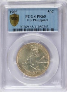 1905 Philippines 50 cents PCGS MS Proof 65. Pop 8 coins only. - Picture 1 of 2