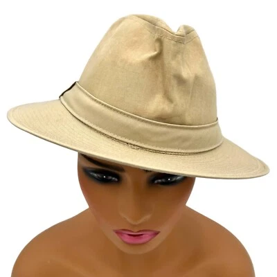Vintage 1970s Londontown London Fog RAIN HAT Men’s Fedora Natural Tan Sz 7-7.5 - Image 1 of 4