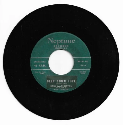 SOUL 45 BABY WASHINGTON/GRP DEEP DOWN LOVE  ON NEPTUNE VG ORIGINAL - Image 1 of 2
