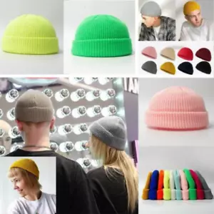 Cappello uomo pescatore berretto invernale a costine tinta unita caldo maglia teschio mini corto - Foto 1 di 25