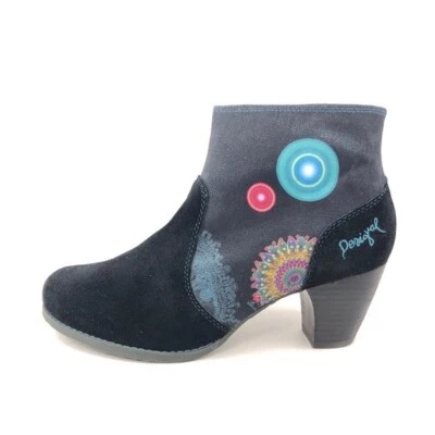Botines Desigual Gal de gamuza negros para mujer talla 7 EUR 38 cremallera bordada Foto 1 de 4