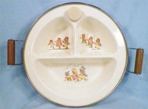 The Three Bears Baby Dish Warming Pottery Stainless Steel Base Bakelite Handle - Picture 1 of 7
