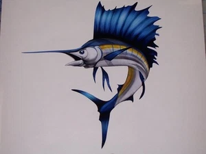 Marlin Sailfish Sea Fish sticker graphic decal window Wall golf cart go kart - Picture 1 of 1