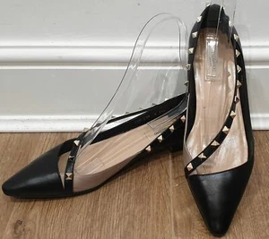 Valentino Garavani Ballerina schwarz beige Leder Rockstud flach EU39,5 - Bild 1 von 12