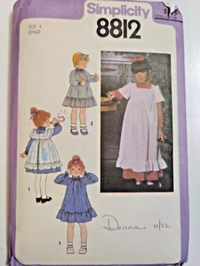 Dress Pinafore Apron Girls 4 4T Simplicity 8812 Sewing Pattern Cut Cottagecore - Picture 1 of 11