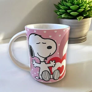 Snoopy and Woodstock Ceramic Mug Love Heart Design Pink Red Peanuts - Picture 1 of 9